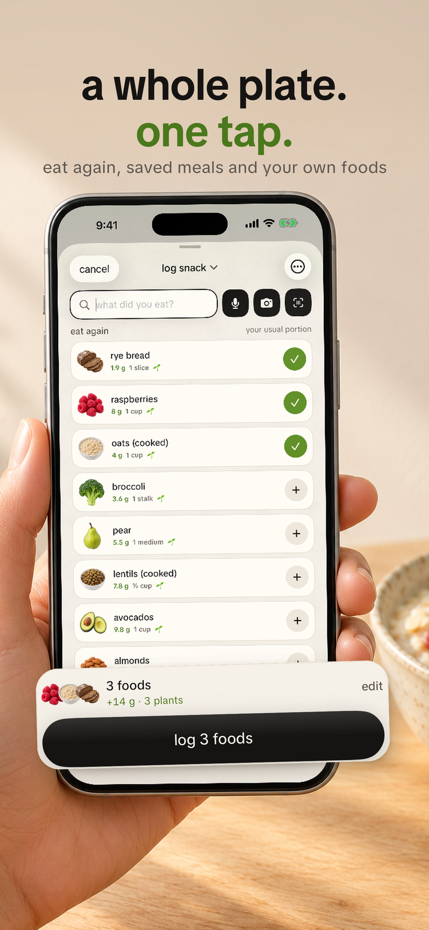 App Store panel: a whole plate in one tap